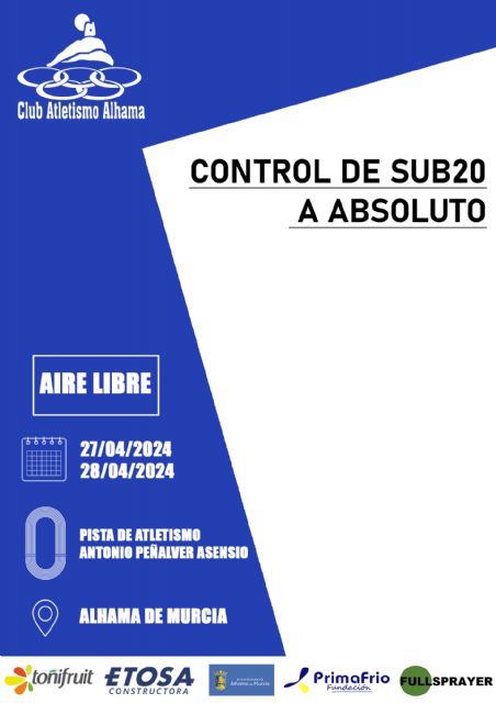 Alhama de Murcia, acoge este fin de semana un 'Control de Sub20 a Absoluto'