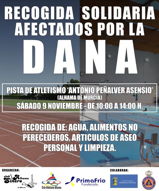 Este sábado, Recogida Solidaria del Club Sincro Alhama, Club Atletismo Alhama y la Fundación Primafrio