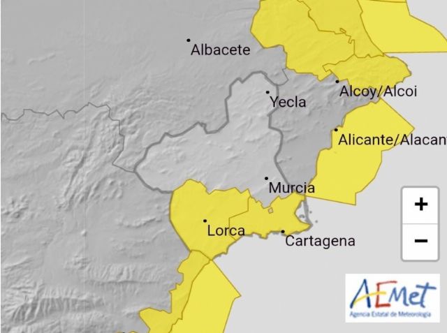 Continúa la alerta amarilla por lluvias hasta las 21:00 h