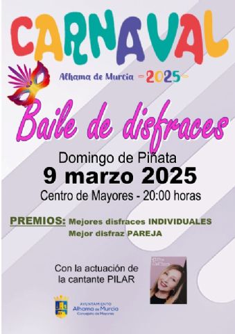 El Centro de Mayores de Alhama celebra el Baile de Disfraces del Carnaval 2025 este domingo