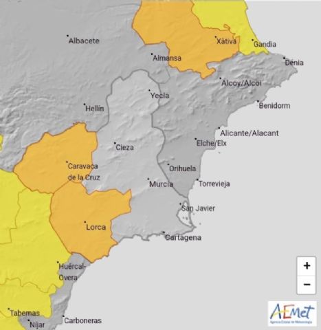 ALERTA NARANAJA: Actualización sobre avisos meteorológicos en el Valle del Guadalentín, Lorca y Águilas, hasta 22:00